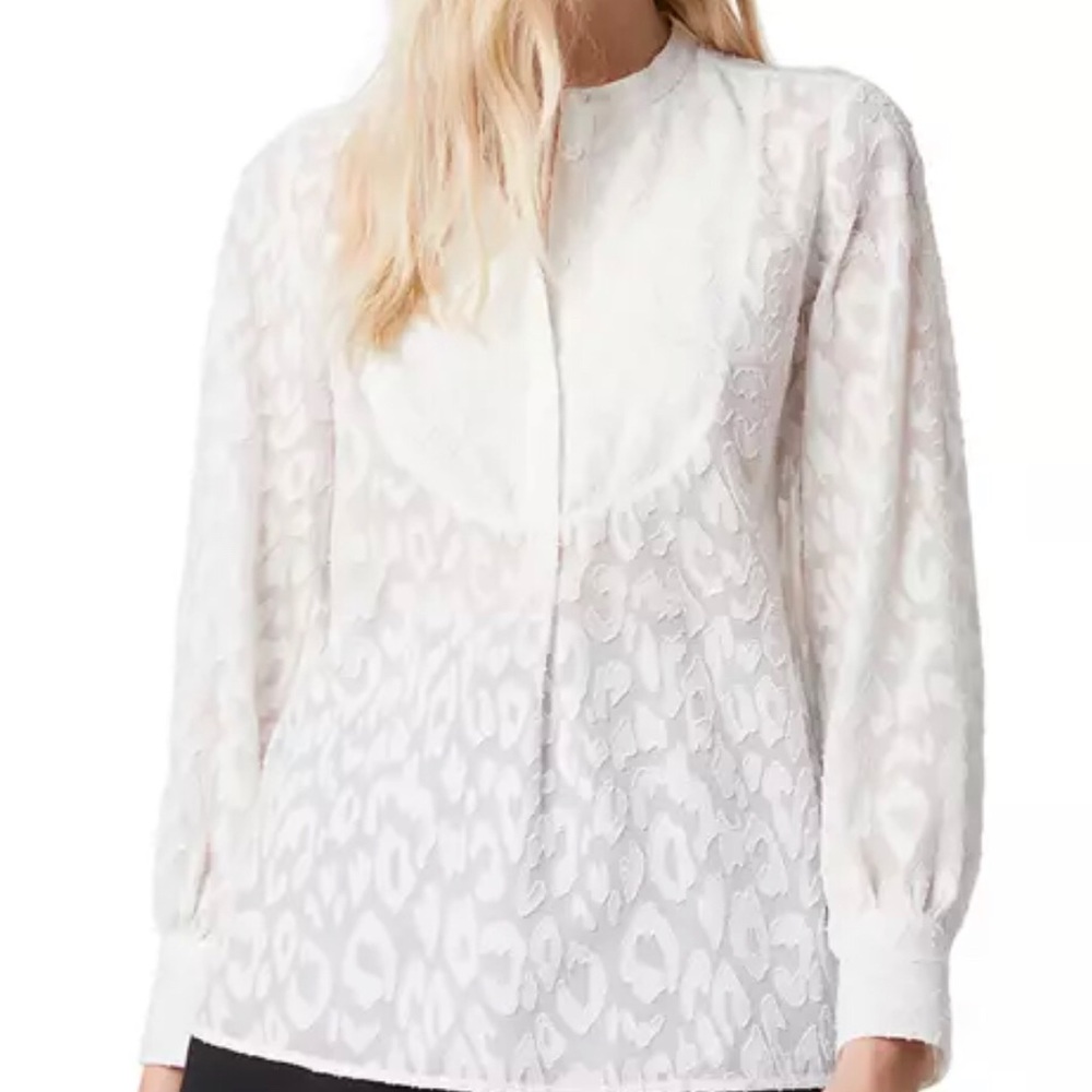 NWT French Connection White Asante Coupe De Fil Blouse M